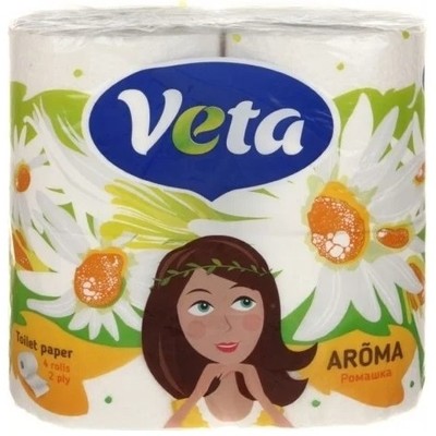 Фото Бумага туалетная двухслойная "VETA AROMA" ароматизированная, ромашка. Интернет-магазин FOROOM