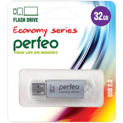 Фото Perfeo USB флэш-диск 32GB E01 Silver economy series 10/100 PF-E01S032ES. Интернет-магазин FOROOM