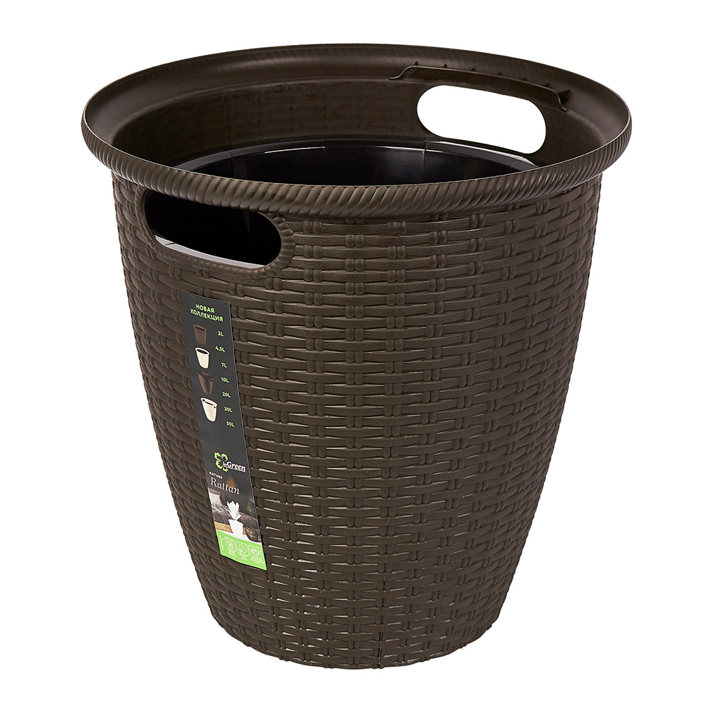 Фото Кашпо напольное ø32,8x(h)33 см с внутренним горшком 11 л Plastic Republic Nature Rattan ING50020 ВНГ. Интернет-магазин FOROOM