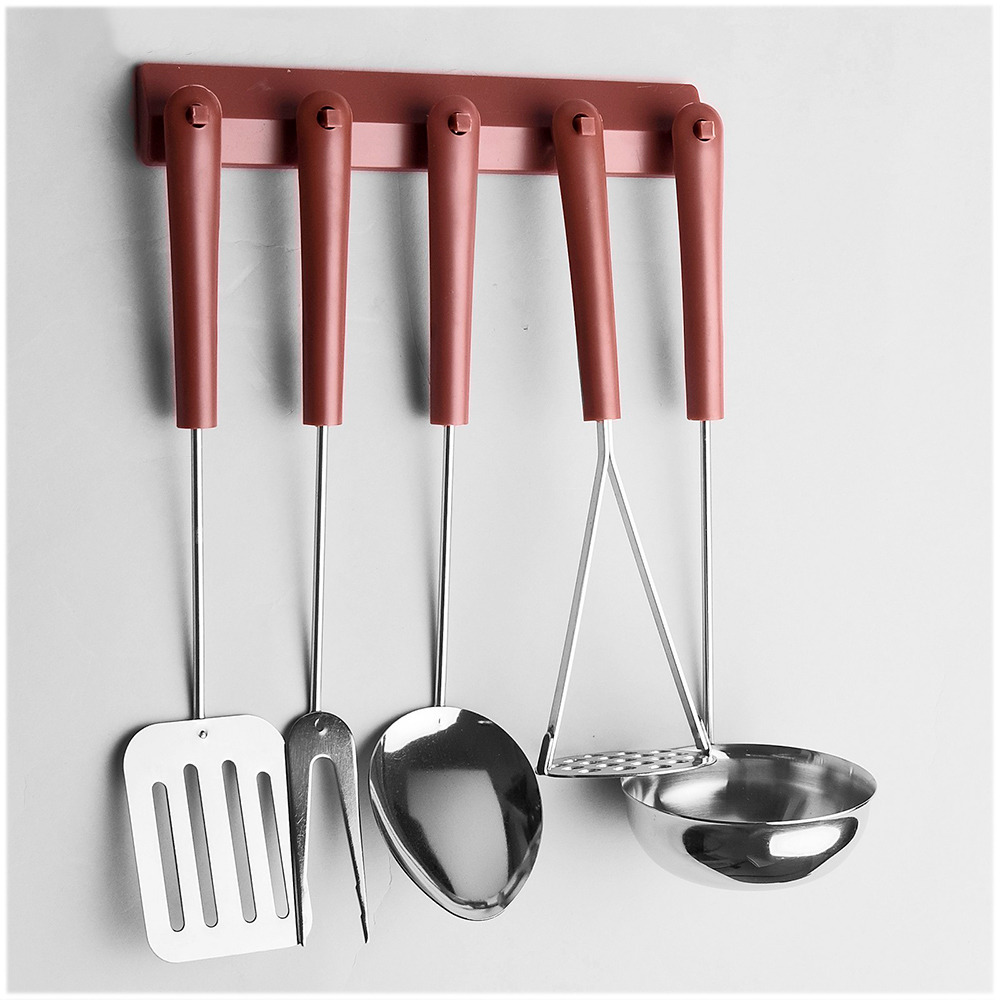 Набор кухонных инструментов (5 пр.) на подвесе: лопатка, вилка, ложка, толкушка, черпак Amet  890180