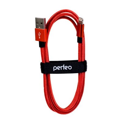 Фото Perfeo PERFEO Кабель для iPhone, USB - 8 PIN (Lightning), красный, длина 1 м. (I4309)/100 I4309. Интернет-магазин FOROOM