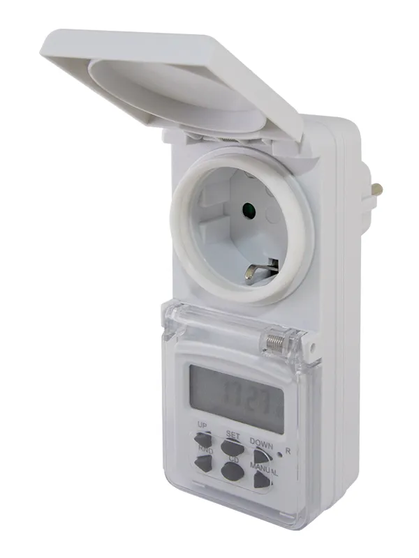Таймер розеточный электронный TDM Electric ТРЭ-02 белый для открытой проводки  (недельный, защита от влаги)