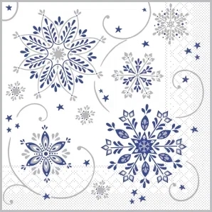 Фото Салфетки бумажные "Волшебные снежинки. Серебро" 33x33см, 3 слоя, 20шт. Bouquet Home Classic 57795. Интернет-магазин FOROOM