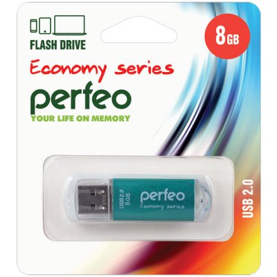 Фото Perfeo USB флэш-диск 8GB E01 Green economy series 10/100 PF-E01G008ES. Интернет-магазин FOROOM