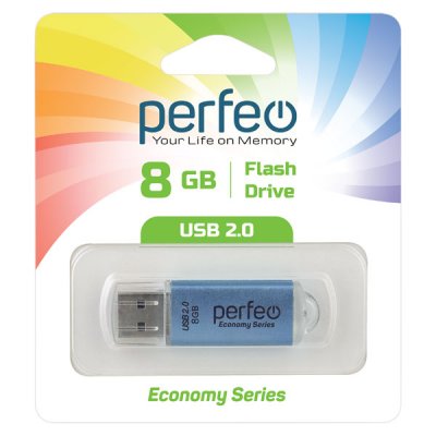 Фото Perfeo USB флэш-диск 8GB E01 Blue economy series/10 PF-E01N008ES. Интернет-магазин FOROOM