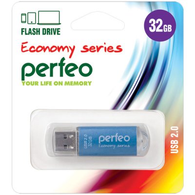 Фото Perfeo USB флэш-диск 32GB E01 Blue economy series 10/100 PF-E01N032ES. Интернет-магазин FOROOM