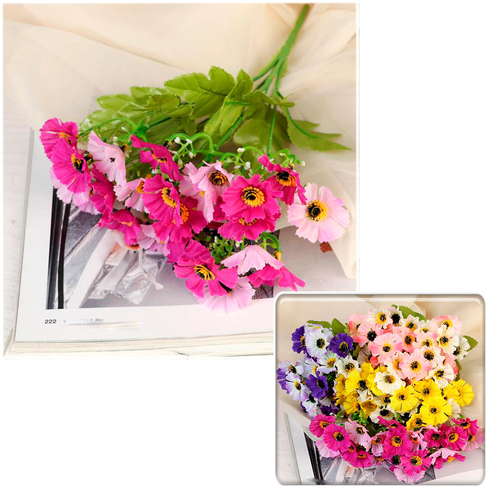 Фото Букет искусственных цветов "Георгины двухцветные" 26 см СимаГлобал  3792284. Интернет-магазин FOROOM