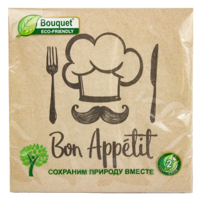 Фото Салфетки бумажные "Крафт. Bon appetit" 33x33см, 2 слоя, 25шт. Bouquet Eco-Friendly 57745. Интернет-магазин FOROOM