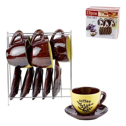 Фото Набор чайный на 6 персон: 6 чашек 150мл, 6 блюдец, подставка Market Union  XS2. Интернет-магазин FOROOM