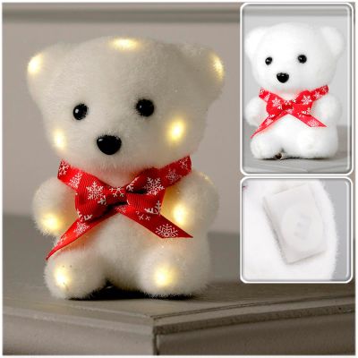 Фото Фигура световая "Медведь в бабочке" 9x8x(h)12см, флоковое покрытие, белый тёплый свет, 13 LED, от батареек CR2032x1шт. Luazon Lighting  4843984. Интернет-магазин FOROOM