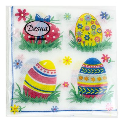 Фото Салфетки бумажные "Пасхальные яйца" 24x24см, 1слой, 40шт. Bouquet Desna Design 57423. Интернет-магазин FOROOM