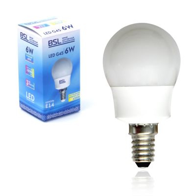 Фото Лампа светодиодная шар G45 6W 4200K Е14 BSL  2014E-G45/4200. Интернет-магазин FOROOM