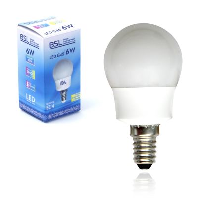 Фото Лампа светодиодная шар G45 6W 2700K Е14 BSL  2014E-G45/2700. Интернет-магазин FOROOM