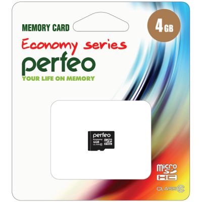 Фото Карта памяти micro SDHC PERFEO 4GB (Class 10) w/o Adapter economy series 10/100. Интернет-магазин FOROOM