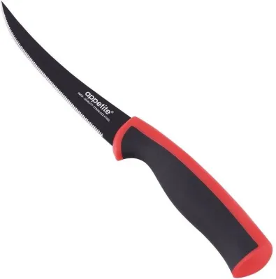 Фото Нож для томатов 12,3 см с зуб. Эффект, красный, нерж. ТМ Appetite. Интернет-магазин FOROOM