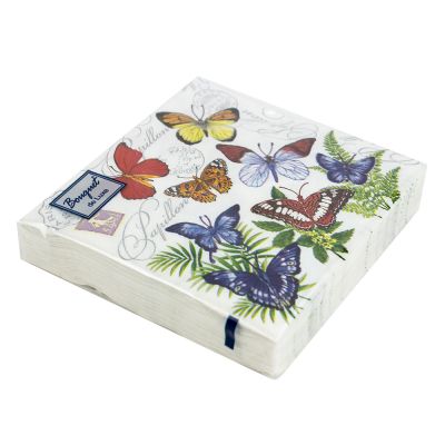 Фото Салфетки бумажные "Бабочки" 24х24см, 3 слоя, 25шт. Bouquet De Luxe 37211. Интернет-магазин FOROOM