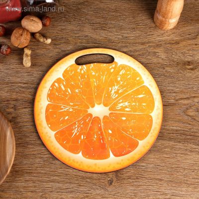 Фото Доска разделочная и сервировочная круглая кухонная "Апельсин в разрезе", 25,5 см. Интернет-магазин FOROOM