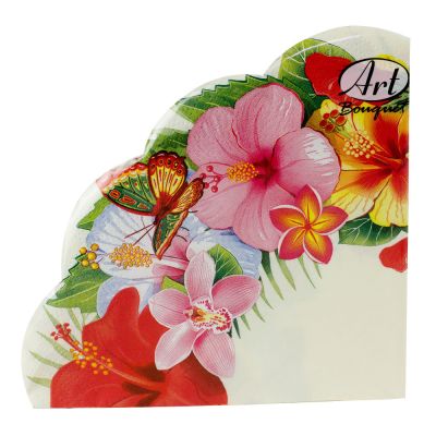 Фото Салфетки бумажные "Тропические цветы" (d)32см, 3 слоя, 12шт. Bouquet Art Rondo 37004. Интернет-магазин FOROOM