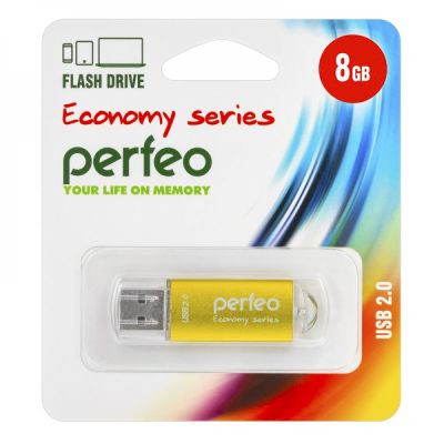 Фото Флэш-диск 8GB E01 Perfeo USB Gold economy series /10 PF-E01Gl008ES. Интернет-магазин FOROOM