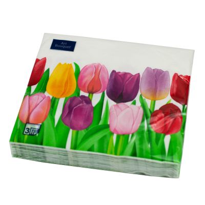Фото Салфетки бумажные "Море тюльпанов" 33x33см, 3 слоя, 20шт. Bouquet Art 57265. Интернет-магазин FOROOM