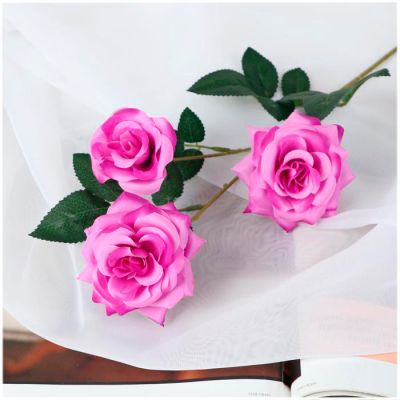Фото Цветок искусственный "Роза тройная фиолетовая" 61 см СимаГлобал  4301719. Интернет-магазин FOROOM