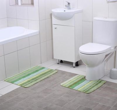 Фото Набор ковриков для ванной и туалета "Полоски" (2 шт.): 40х45 см, 45х70 см Доляна  1275510. Интернет-магазин FOROOM