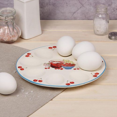 Фото Подставка для яиц "Вишневое варенье" (d)19,5см, 8 ячеек Доляна  2532206. Интернет-магазин FOROOM