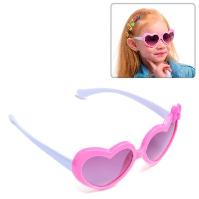 Очки солнцезащитные детские "Сердечкт", линзы фиолетовые с градиентом, ширина 13см, дужка 13см, UV350, для девочек Мастер К  5539054