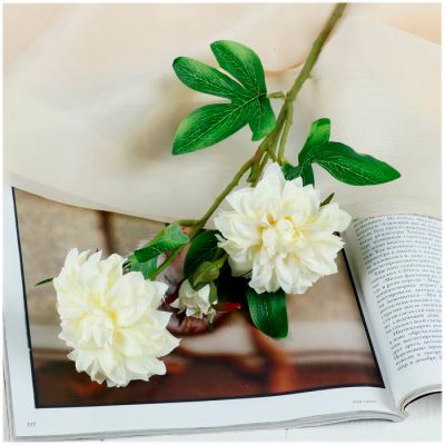 Фото Цветок искусственный "Хризантема ажурная белая" 48 см СимаГлобал  4301285. Интернет-магазин FOROOM