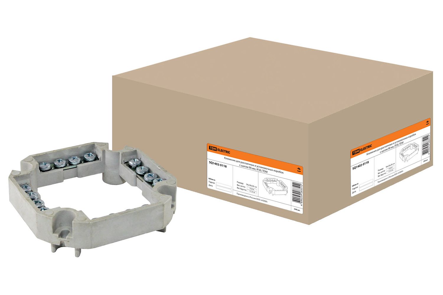 TDM ELECTRIC Клеммник для распаячных и установочных коробок с шагом 90мм, IP20, TDM 5/240 SQ1402-0118