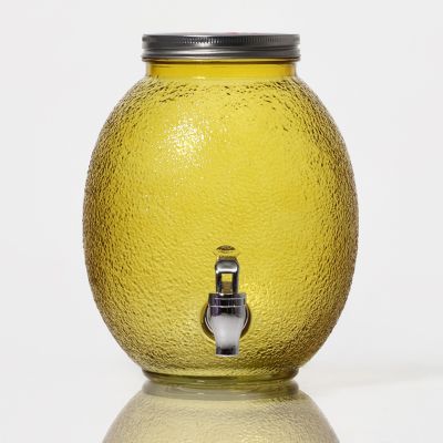 Фото Диспенсер для напитков стеклянный «Фреш», 4 л, 21x16x24 см, цвет жёлтый. Интернет-магазин FOROOM