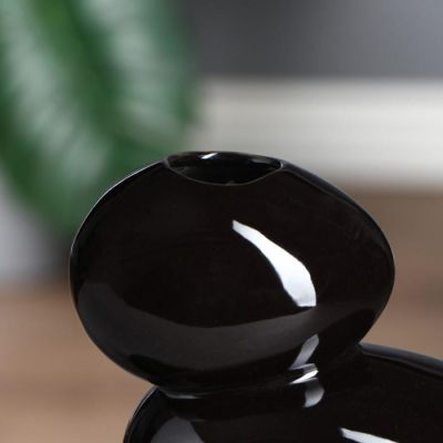 Фото Ваза керамическая фигурная "Сбалансированные камни" (h)20см, чёрная Керамика ручной работы Modern 2868537. Интернет-магазин FOROOM