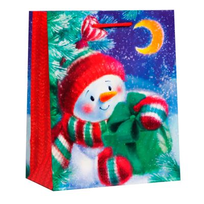 Фото Пакет подарочный "Снеговик с подарком", 18x10x(h)22,3см СимаГлобал  7292527. Интернет-магазин FOROOM