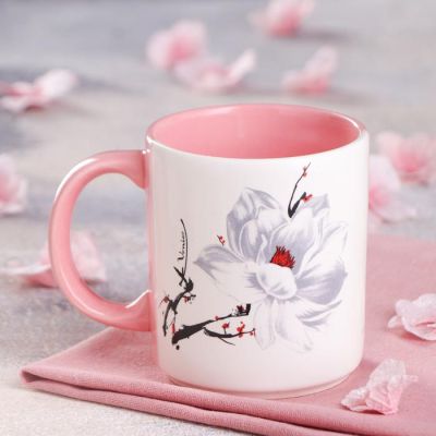 Фото Кружка "Офисная. Весна" 350мл, бело-розовая, 2 вида Керамика ручной работы  5926211. Интернет-магазин FOROOM