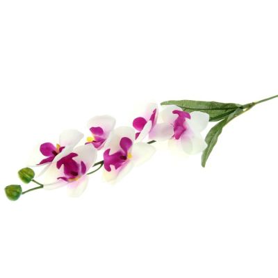 Фото Цветок искусственный "Орхидея пышная бело-фиолетовая" 60 см   701086. Интернет-магазин FOROOM