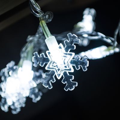 Фото Perfeo гирлянда светодиодная "Снежинка" 10LED, пластик, 1.5м, 2хАА. Интернет-магазин FOROOM