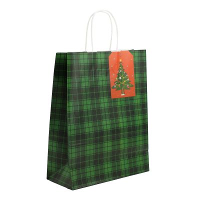 Пакет подарочный "Шотландка зелёная" 25x11x(h)32см   4627138300046