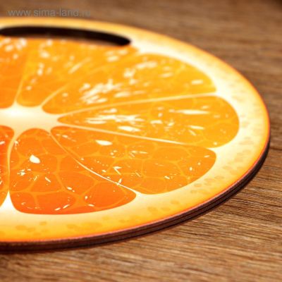 Фото Доска разделочная и сервировочная круглая кухонная "Апельсин в разрезе", 25,5 см. Интернет-магазин FOROOM