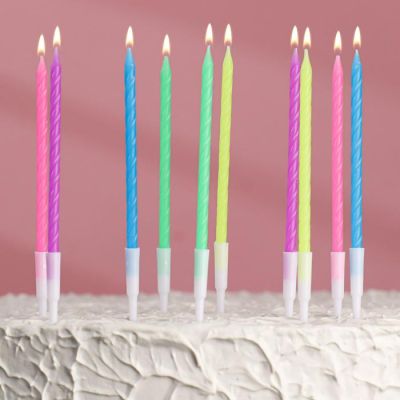 Фото Свечи для торта "Неон" 14см (10шт.), разноцветные Страна Карнавалия  3006921. Интернет-магазин FOROOM