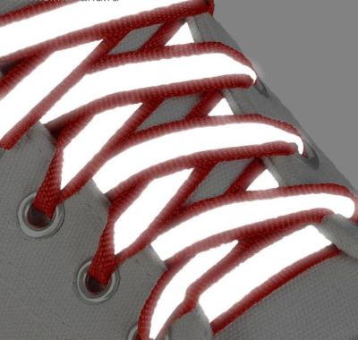 Фото Шнурки красные со светоотражателем 110см, с плоским сечением 10мм Onlitop  1859411. Интернет-магазин FOROOM