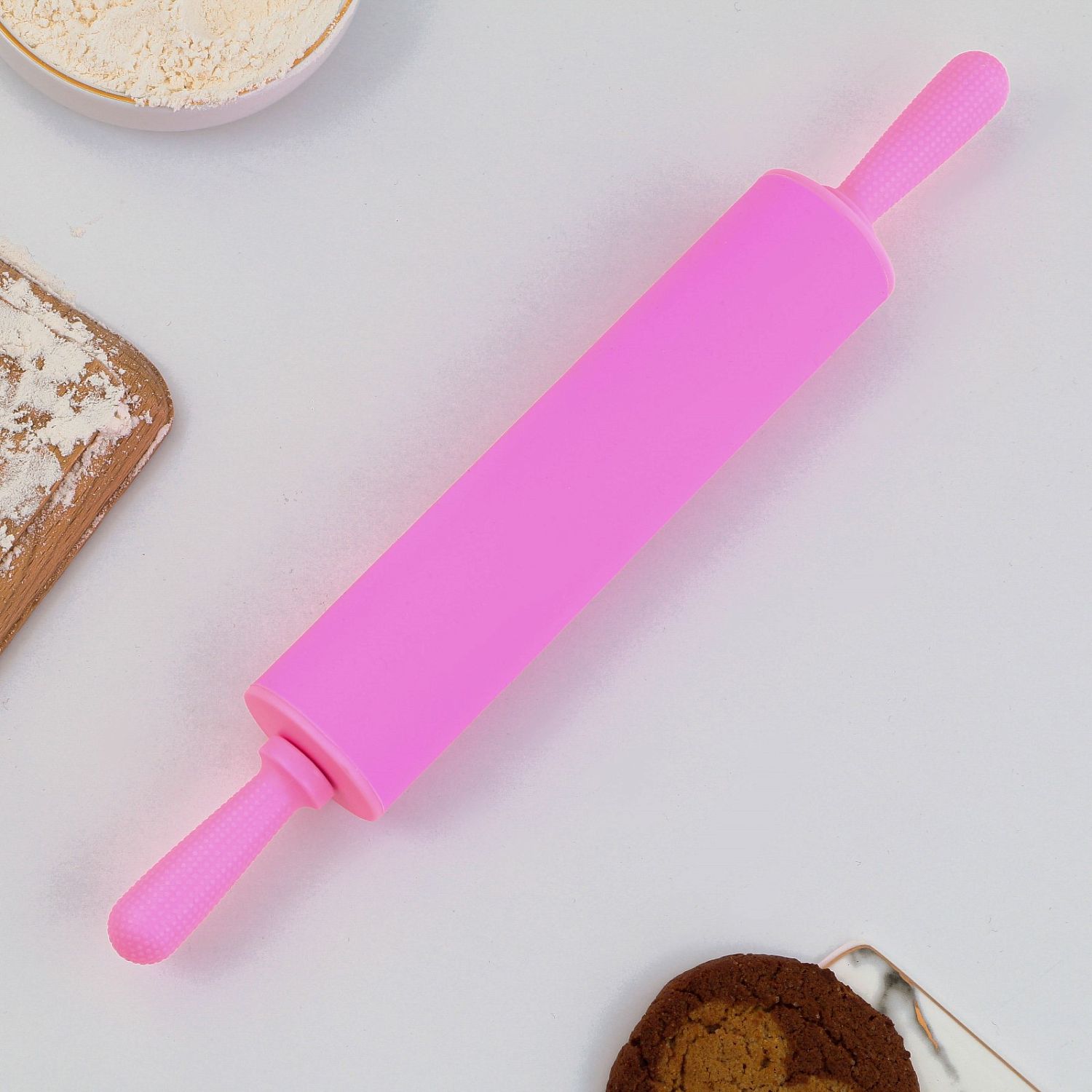 Скалка «Порадуй себя», 31 х 4.2 см, силикон, пластик, цвет розовый
