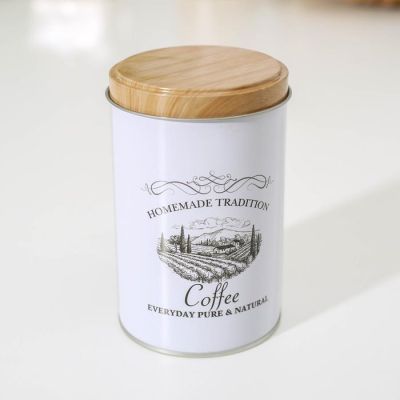 Фото Банка жестяная круглая "Coffee" 530 мл, для кофе СимаГлобал Homemade Tradition 5236000. Интернет-магазин FOROOM