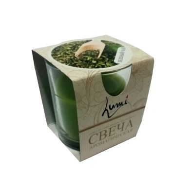 Свеча ароматическая "Зеленый чай" в стекле (d)8x(h)8см   5080109