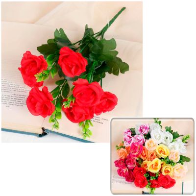 Фото Букет искусственных цветов "Розы двуцветные" 28 см СимаГлобал  1206461. Интернет-магазин FOROOM