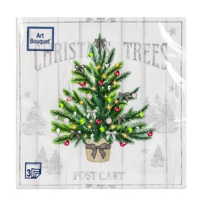 Фото Салфетки бумажные "Рождественское дерево" 33x33см, 3 слоя, 20шт. Bouquet Art 57877. Интернет-магазин FOROOM