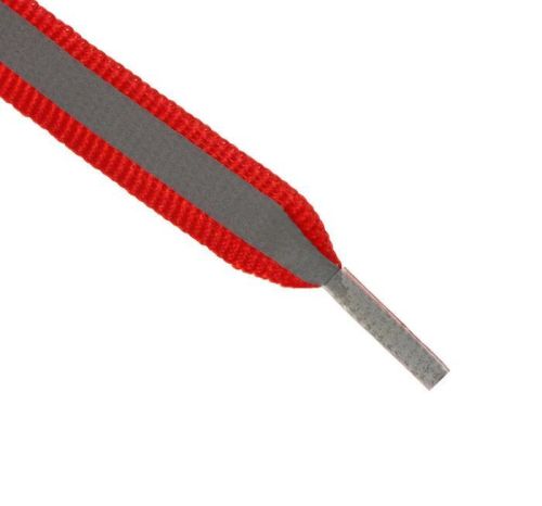 Фото Шнурки красные со светоотражателем 110см, с плоским сечением 10мм Onlitop  1859411. Интернет-магазин FOROOM