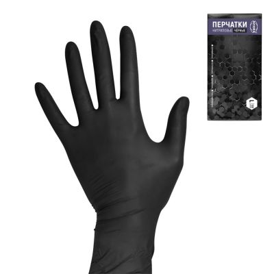 Фото Перчатки нитриловые чёрные, размер L (100шт.) Aviora  402-796. Интернет-магазин FOROOM