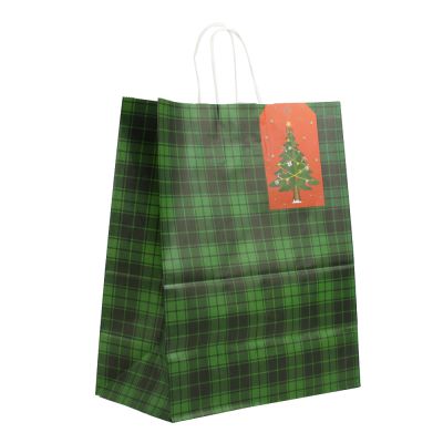 Пакет подарочный "Шотландка зелёная" 32x17x(h)39см   4627138300107